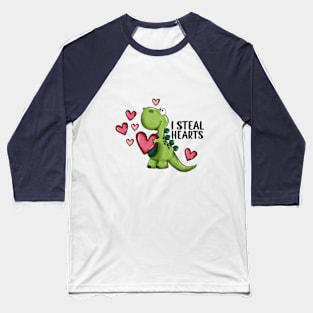 I Steal Hearts Dinosaur Valentines Day Baseball T-Shirt